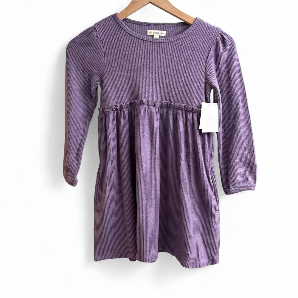 Tucker + Tate Kid's Ruffle Long Sleeve Dress purple  in size 6 #tuckerandtate